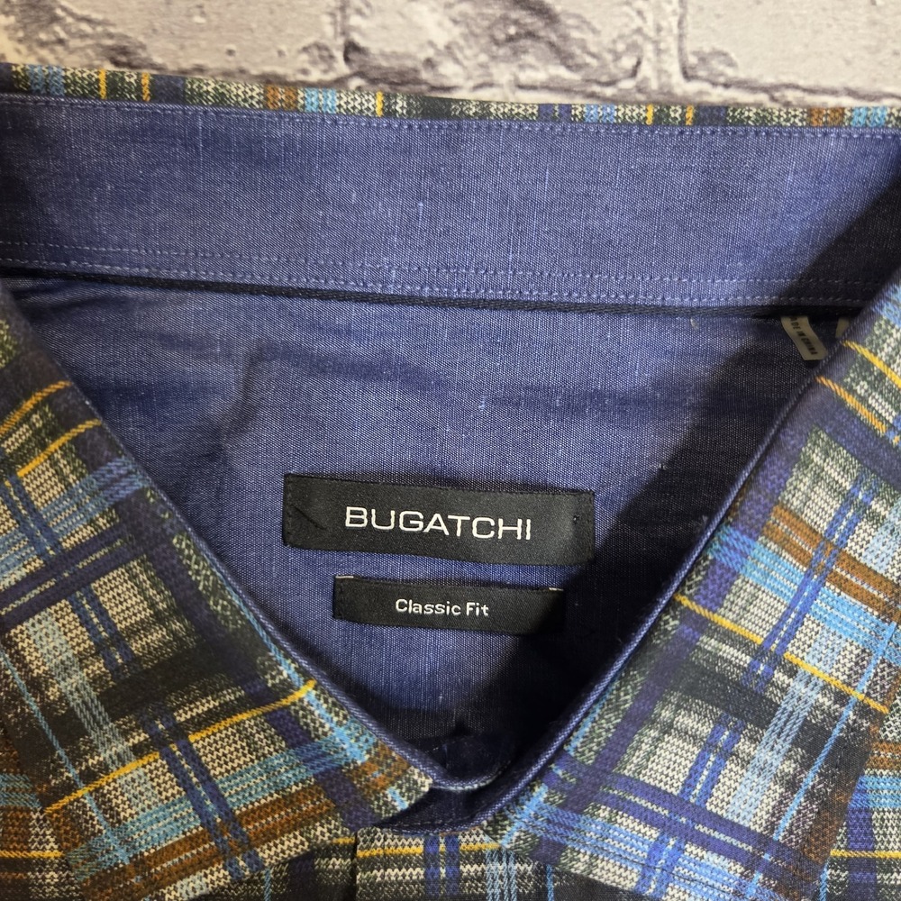 Bugatchi Uomo Button Down Shirt Men's XL Plaid Check Long Sleeve - Picture 3 of 8